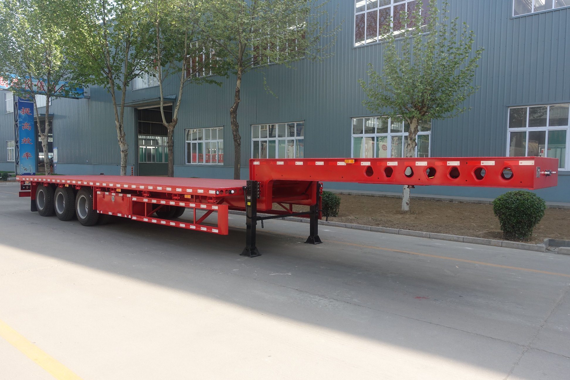 3 Axle 50t 60t Lowbed Low Bed Lowboy Truck Semi Trailer